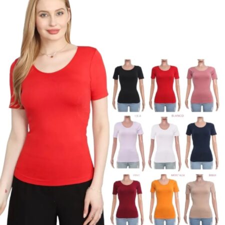blusa   de  licra   manga  corta  colores