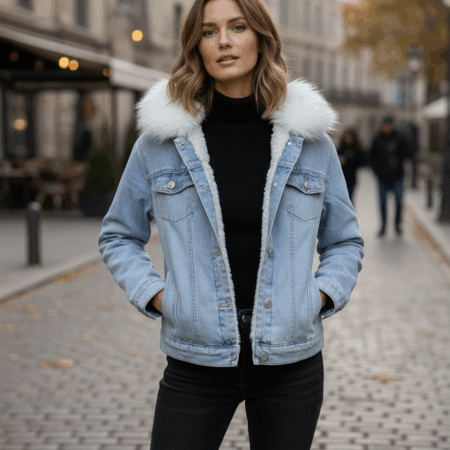 CHAMARRA DE MEZCLILLA AFELPADA