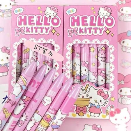 PAQUETE DE PLUMAS HELLO KITTY DOCENA
