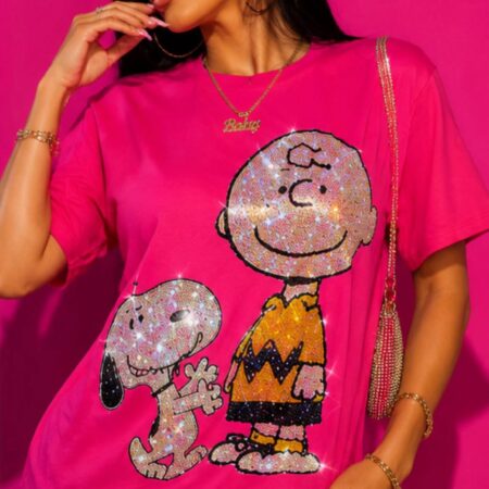 PLAYERA SNOOPY Y CHARLIE BROWN (UNITALLA, PIEDRERIA INCLUIDA, DIFERENTES COLORES)