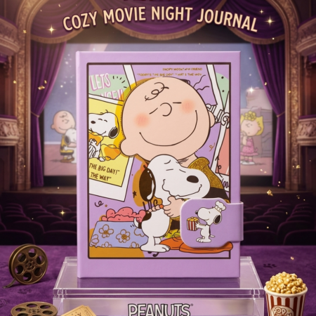 LIBRETA SNOOPY CON IMÁN, TAMAÑO FRANCESA Y HOJAS CON DISEÑO