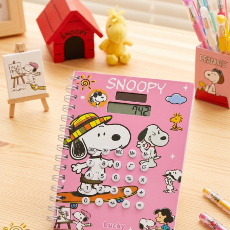LIBRETA SNOOPY CON PASTA DE CALCULADORA (HOJAS DE RAYA Y PASTA GRUESA)