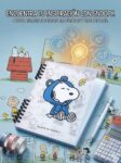 LIBRETA SNOOPY PASTA TRANSPARENTE Y HOJAS CON DISEÑO
