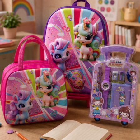 SET ESCOLAR 3 EN 1 MOCHILA DE RUEDITAS