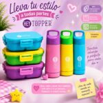 SET TUPPER CON VASO INCLUYE CUCHARA 3 COLORES DIFERENTES