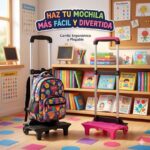 CARRITO PARA MOCHILA COLOR NEGRO Y ROSA
