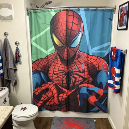 CORTINA PARA BAÑO DE CASA FANTASMAS 180cmX180cm INCLUYE 12 GANCHOS