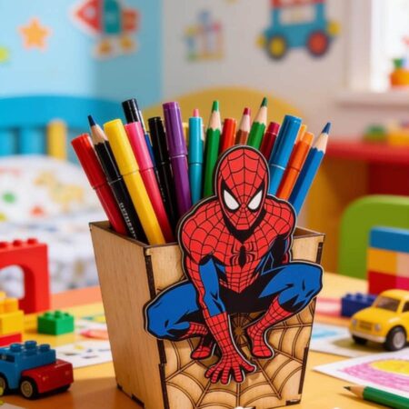 CAJA ORGANIZADORA DE SPIDERMAN MADERA MDF MED 10 CM DE ALTO X 10 DE ANCHO
