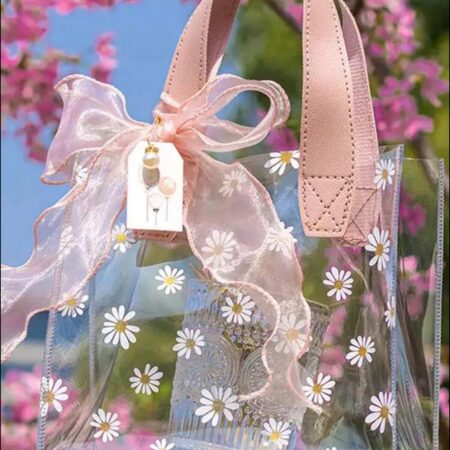 BOLSA DE PLÁSTICO TRANSPARENTE CON FLORES MEDIDAS 22CM*25CM