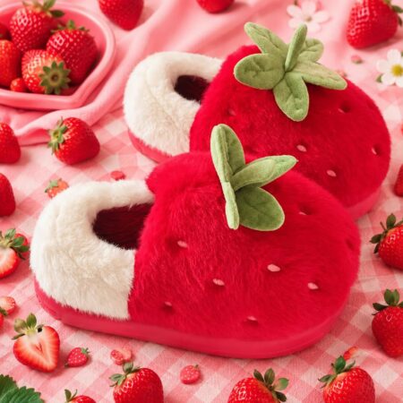 PANTUFLA DE PELUCHE DE FRESA