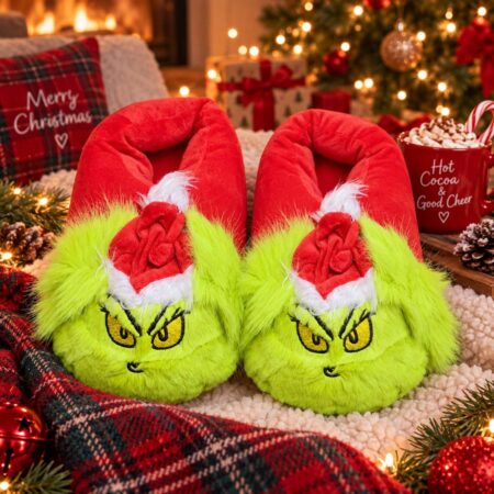 PANTUFLAS GRINCH ADULTO  (TALLA UNICA ABARCA DE 24-28)