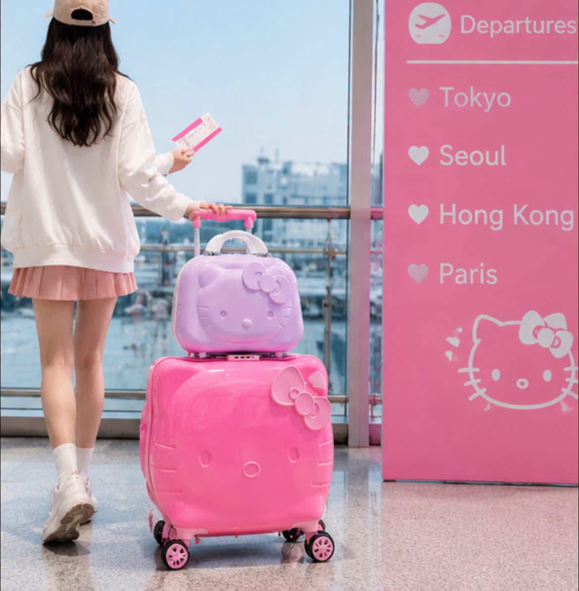 MALETA KITTY SOLO ROSA MED 60 CM  (NO INCLUYE NECESER)