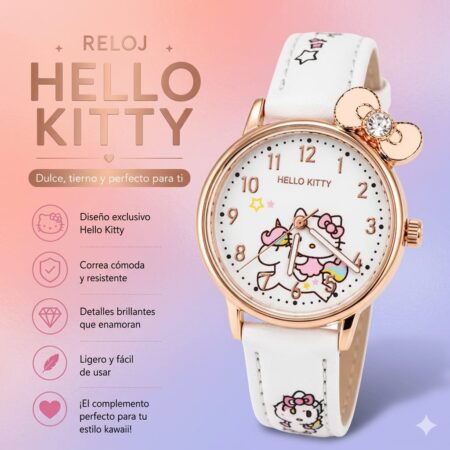 RELOJ HELLO KITTY DOS COLORES DIFERENTES