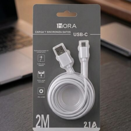 CABLE   CARGADOR Y TRANSFIERE DATOS  1HORA USB-C 2 METROS