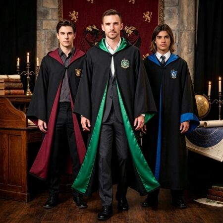 TÚNICA DE HARRY POTTER, INCLUYE UNA VARITA l 4 MODELOS DE LAS 4 CASAS
