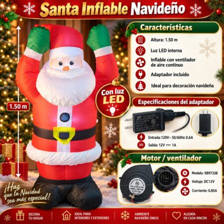 INFLABLE SANTA CON LUZ LED 1.5M