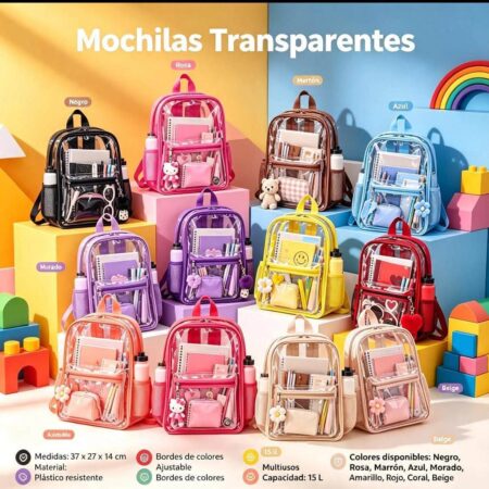 MOCHILA TRANSPARENTE COLORES