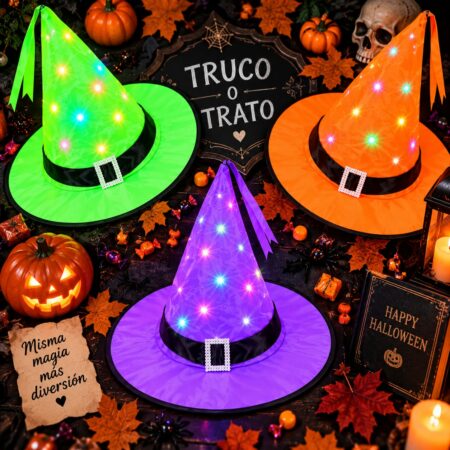 GORRO DE BRUJITA CON LUZ LED