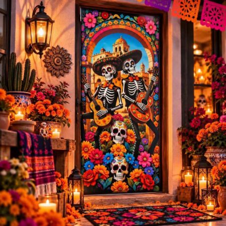 FUNDA PARA PUERTA DE DIA DE MUERTOS Y HALLOWEEN